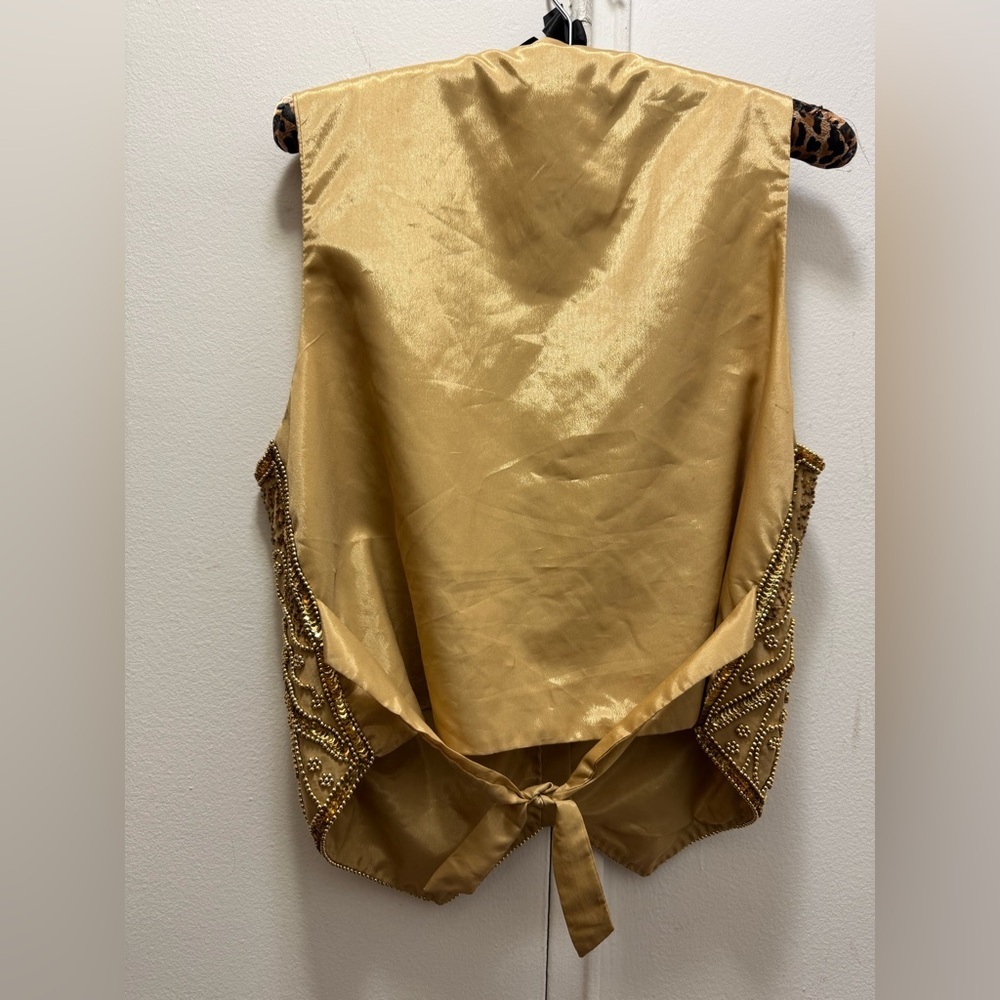 Vintage Spenser Jeremy Silk Beaded Vest Gold Sequin Embellished Size M Evening - Picture 5 of 5